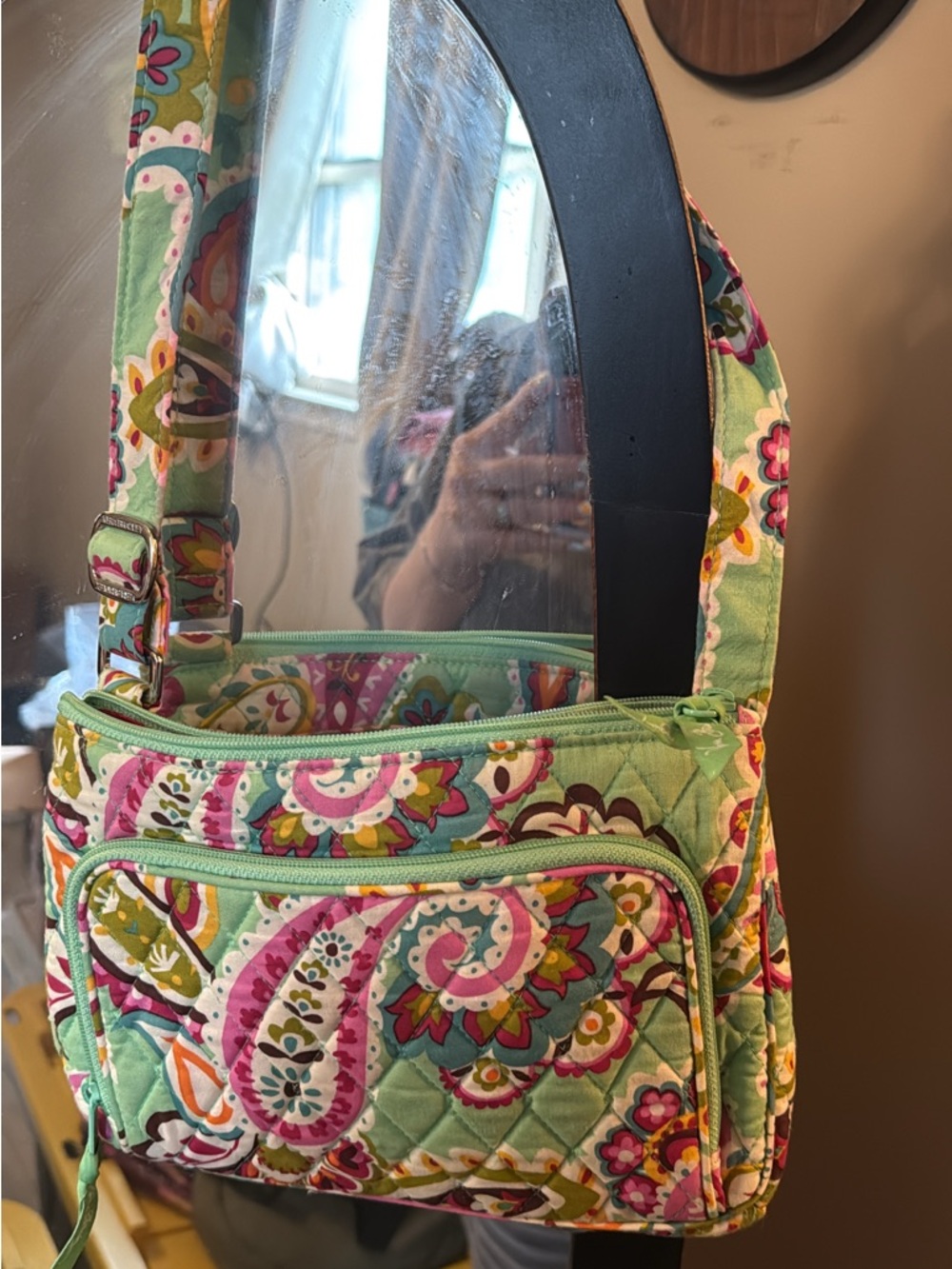 Quilted Vera Bradley Tutti Frutti Floral Mini Hipster Crossbody Bag in Green